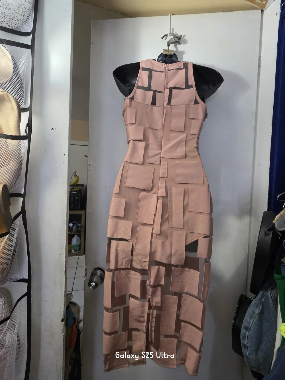 ALO Yoga Mauve Block-Pattern Midi Dress